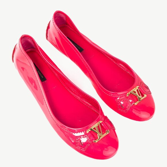 Louis Vuitton Rose Pop LV Oxford Patent Ballerina Flats - Picture 1 of 11